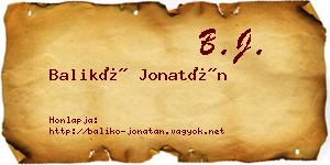 Balikó Jonatán névjegykártya